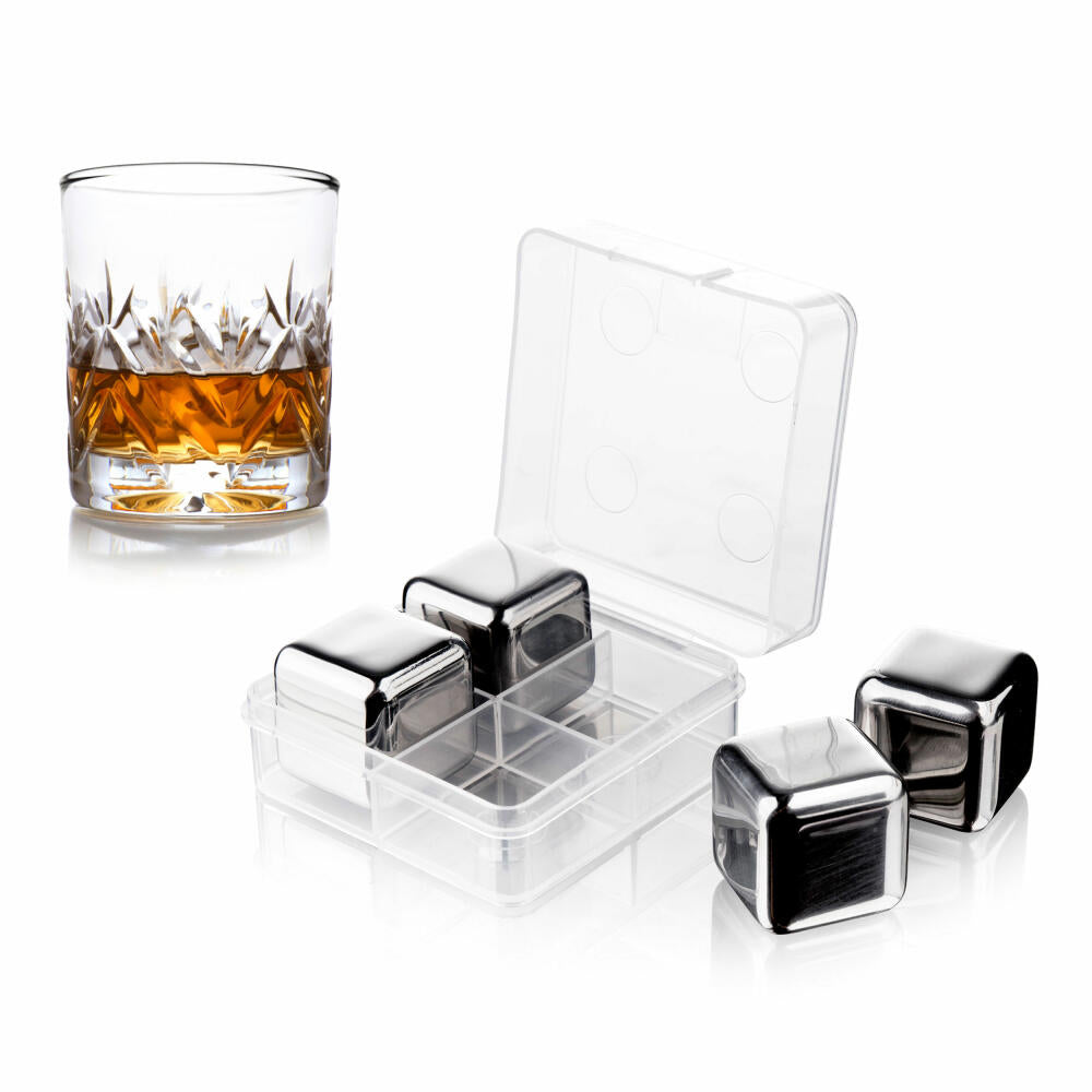 Vacu Vin Whisky Kühlsteine 4er Set, Edelstahl-Eiswürfel, Kühlwürfel, Edelstahl, Silber, 18603606