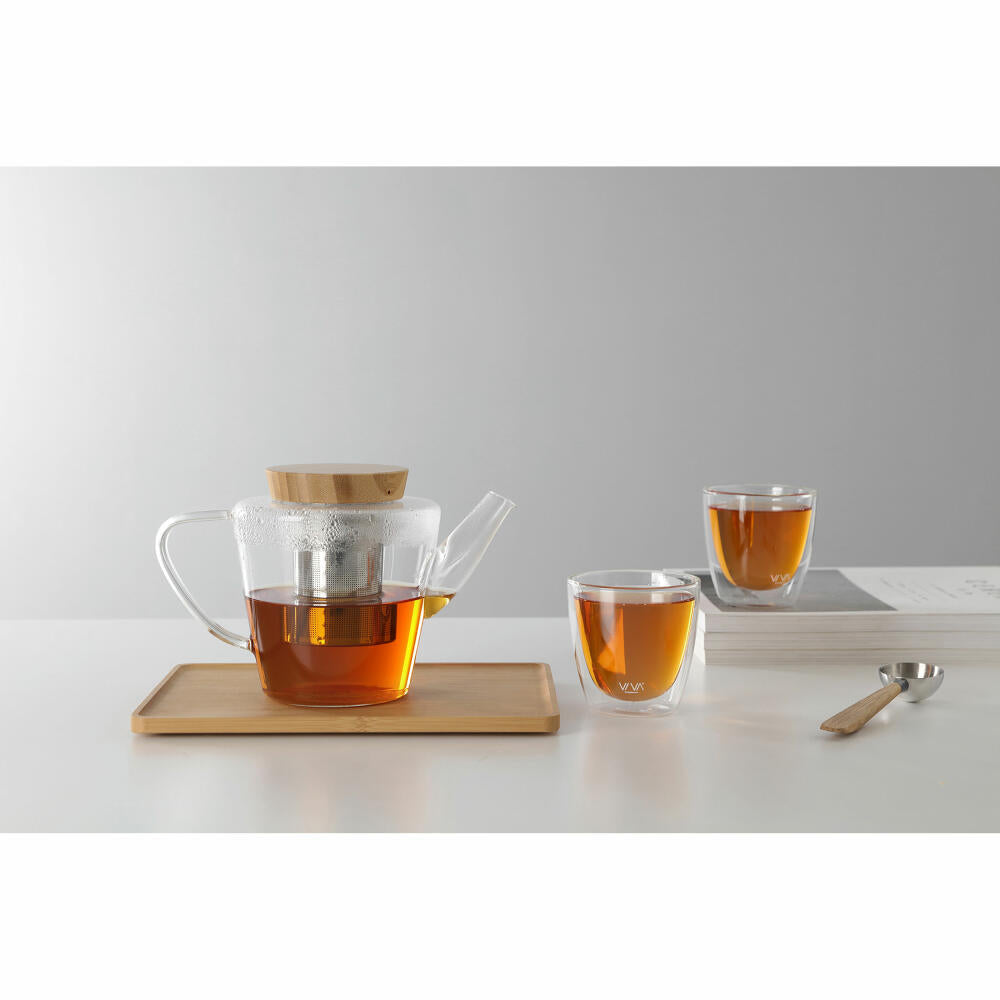 VIVA Infusion glass teapot with bamboo lid and strainer insert, tea pot, glass pot, borosilicate glass, 1 L, V74900