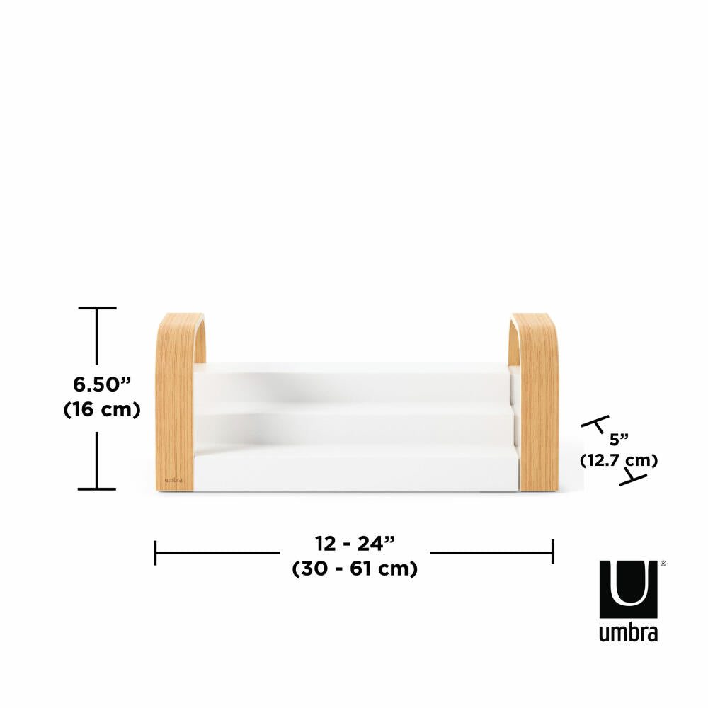 Umbra ausziehbarers Gewürzregal Bellwood 3-stufig, Küchenregal, Recyceltes ABS, Holz, Weiß, Natur, 30-61 cm, 1019934-668