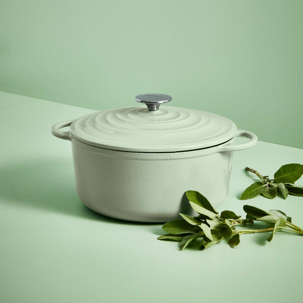 Tefal Lov Ovaler Bräter, Schmortopf, Kochtopf, Induktionsgeeignet, Gusseisen, Hellgrün, 34 cm, E25806