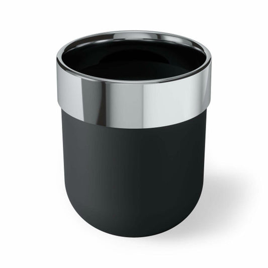 Umbra Junip Bathroom Trash can, waste bin, cosmetic bin, bath bin, polyresin/ stainless steel, black, 6 L, 1009275-152