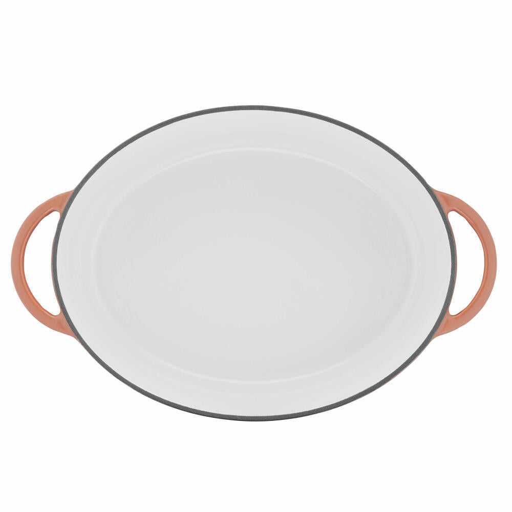 Tefal Lov Oval Roasting Pan, Stew Pot, Cooking Pot, Induction Suitable, Cast Iron, Terracotta Orange, 34 cm, E26006
