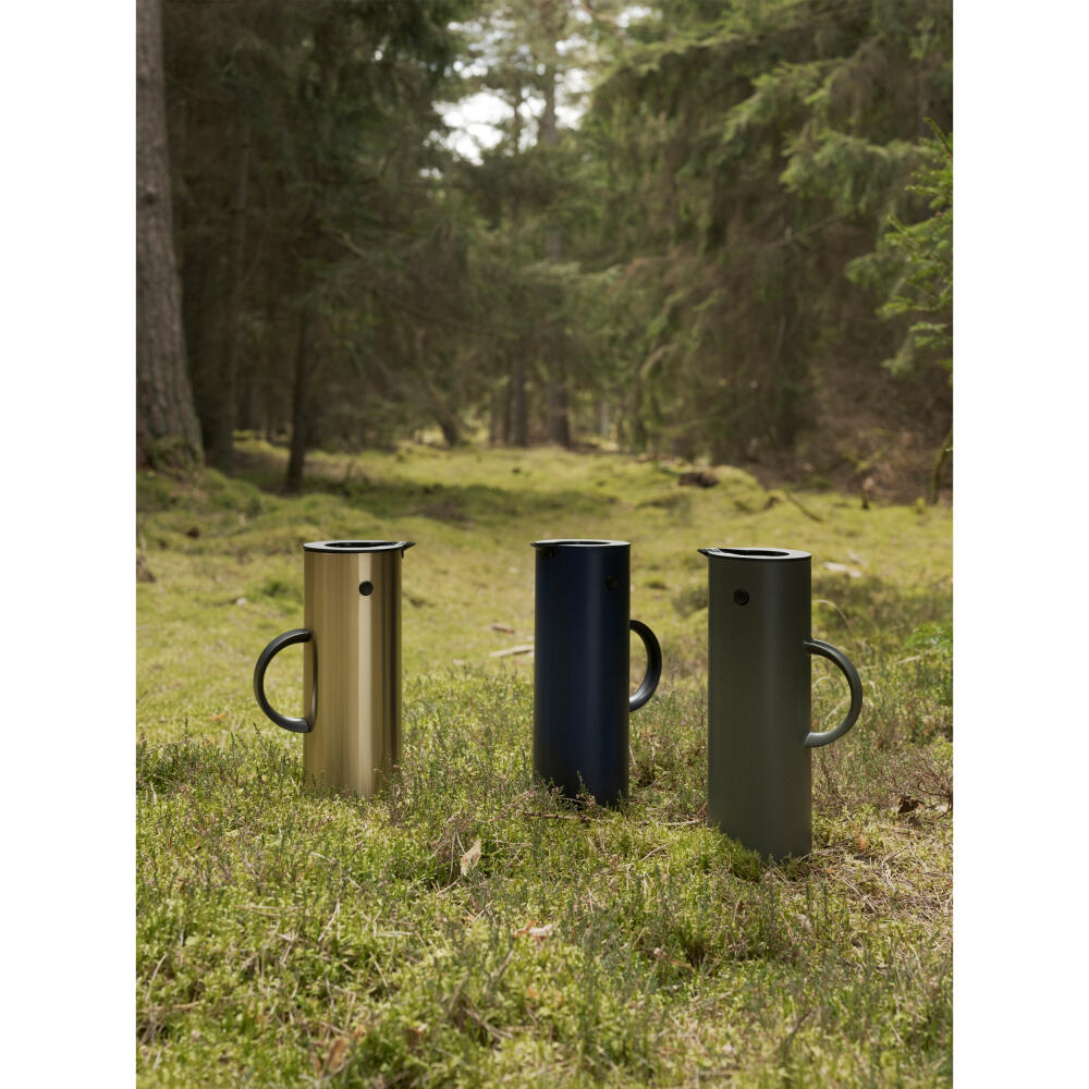 Stelton Isolierkanne EM77, Thermokanne, ABS Kunststoff, Glas, PP Kunststoff, POM Kunststoff, TPE Kunststoff, Soft Deep Ocean, 1 L, 995-5