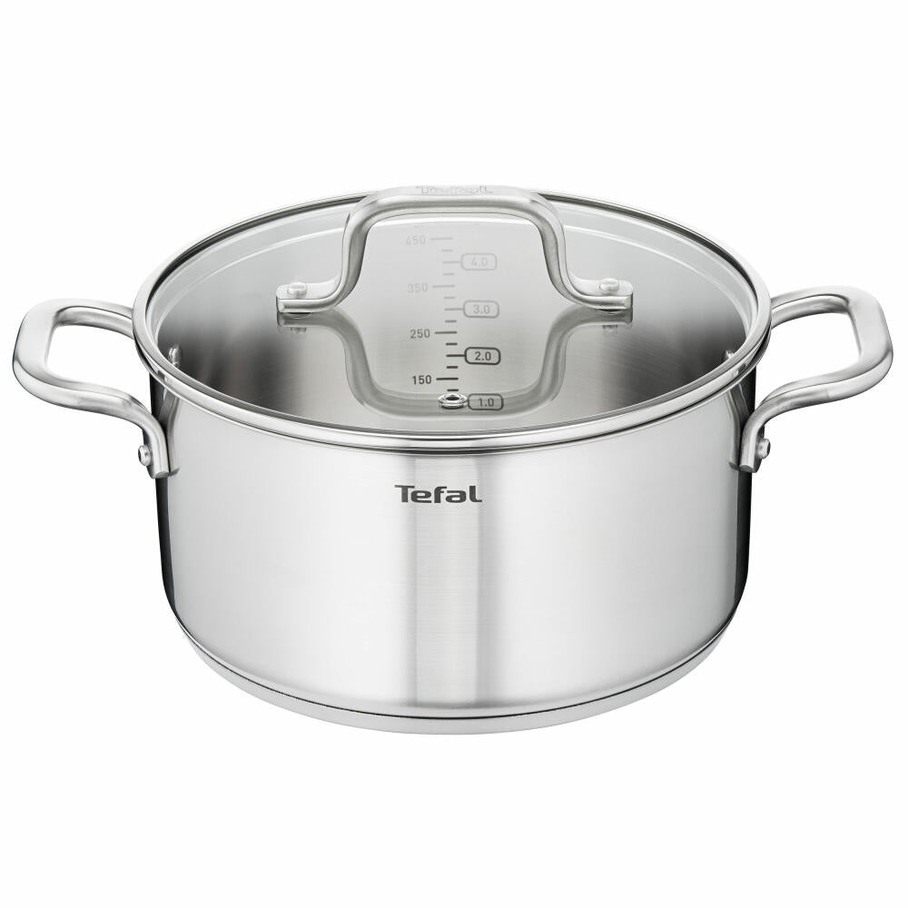 Tefal Virtuoso pot set, 7-piece, cooking pot, pot, saucepan, induction-suitable, stainless steel, E492S7