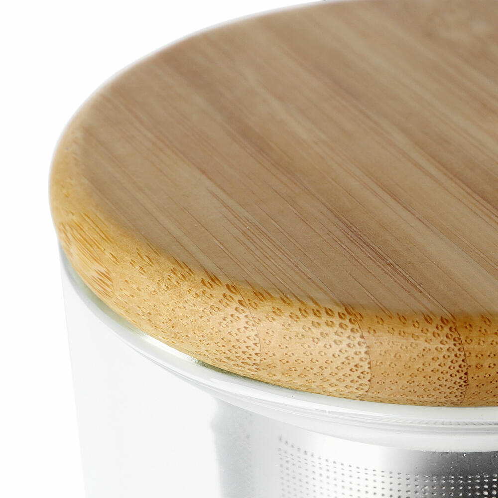 VIVA Minima glass mug Balance with wooden lid, tea mug, cup, borosilicate glass, 500 ml, V71400