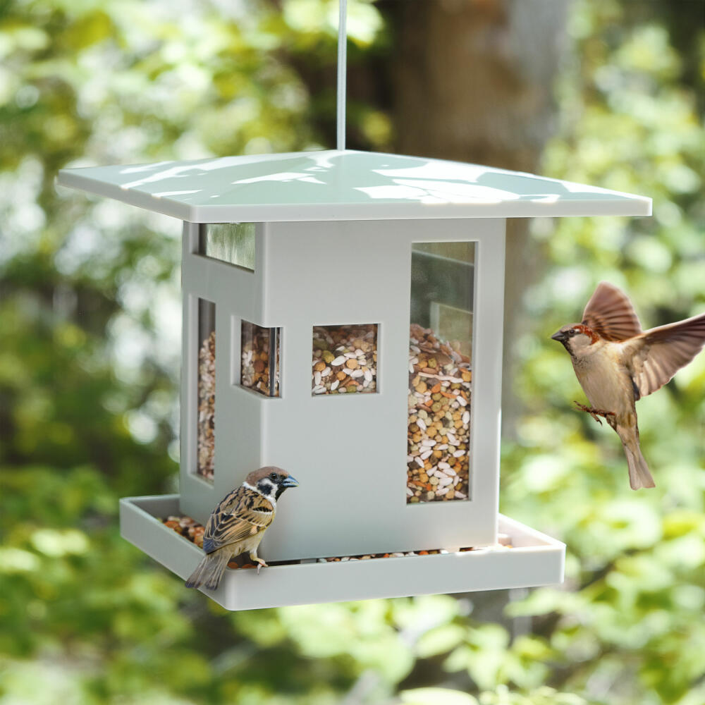 Umbra Vogelhaus Bird Cafe, Vogelfutterspender, Kunststoff, Grau, 23 cm, 1018220-918