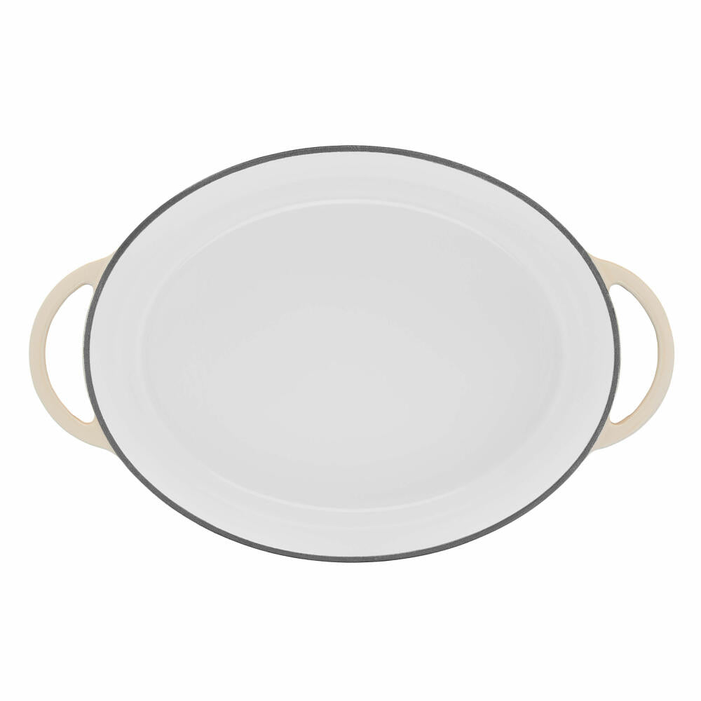 Tefal Lov Ovaler Bräter, Schmortopf, Kochtopf, Induktionsgeeignet, Gusseisen, Beige, 34 cm, E25906
