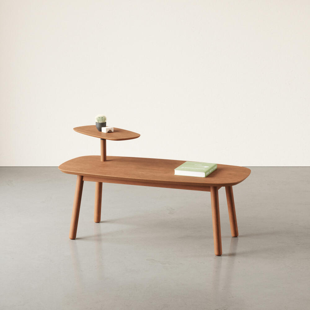 Umbra Couchtisch Swivo, Coffee Table, Wohnzimmertisch, Birkenholz, Helle Walnuss, 120 x 56 x 62 cm, 1016836-1055