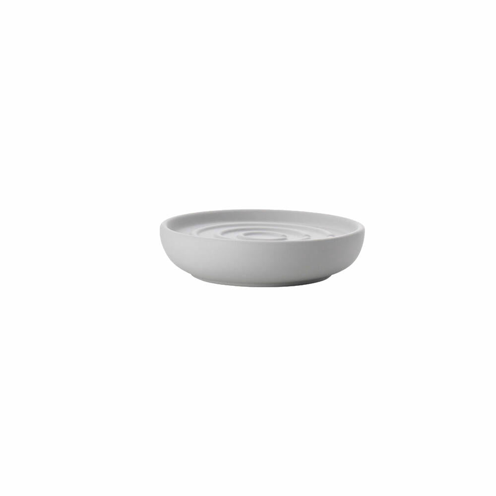 Zone Denmark Soap Dish Nova, Soap Tray, Soap Holder, Porcelain, Soft Grey, Ø 11 cm, 331214