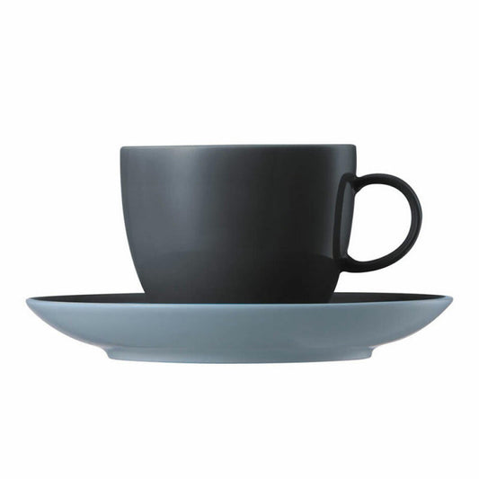 Thomas Sunny Day Kaffeetasse mit Untertasse, Porzellan, Grey / Grau, Spülmaschinenfest, 200 ml, 2-tlg., 14740