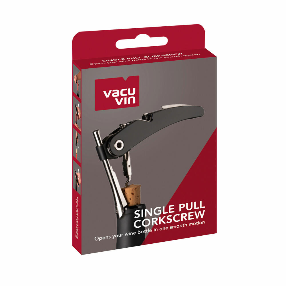 Vacu Vin Single Pull Waiter's Knife, Corkscrew, Bottle Opener, Plastic, Stainless Steel, Black, 68854606