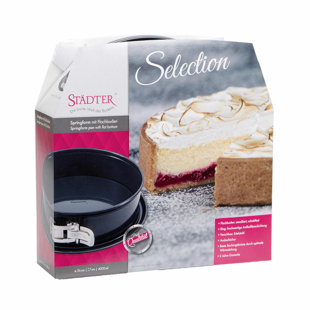 Städter Selection springform pan, with flat base, baking pan, cake pan, cake baking pan, metal, Ø 26 cm, 880023