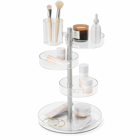 Umbra Kosmetik-Organizer Pirouette, Make-Up-Ständer, Kunststoff, Stahl, Transparent, Nickel, 35 cm, 1015097-239