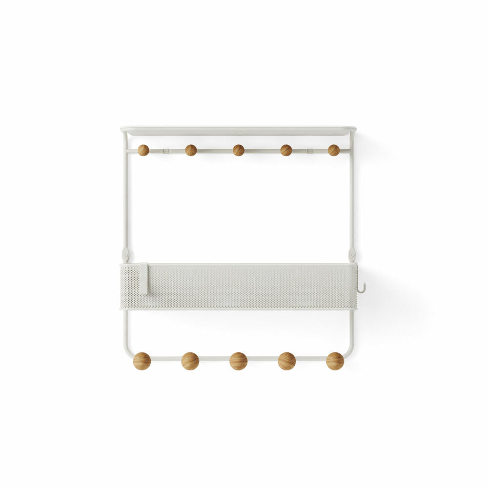 Umbra Estique Wandorganizer mit 10 Haken, Hakenleiste mit Ablage, Stahl, Weiß, 1018030-660