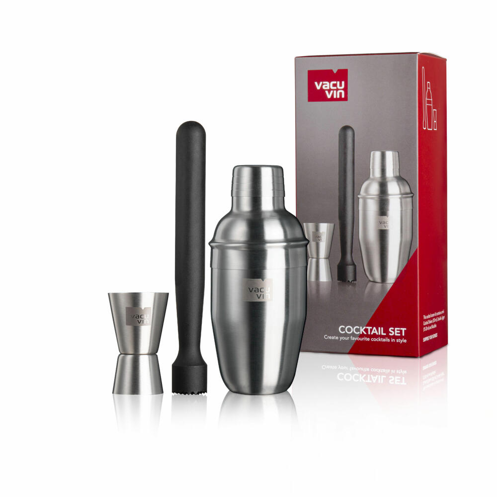 Vacu Vin Cocktail Set Basic, 3-piece, shaker, pestle, bar measuring cup, double measuring cup, 7889362