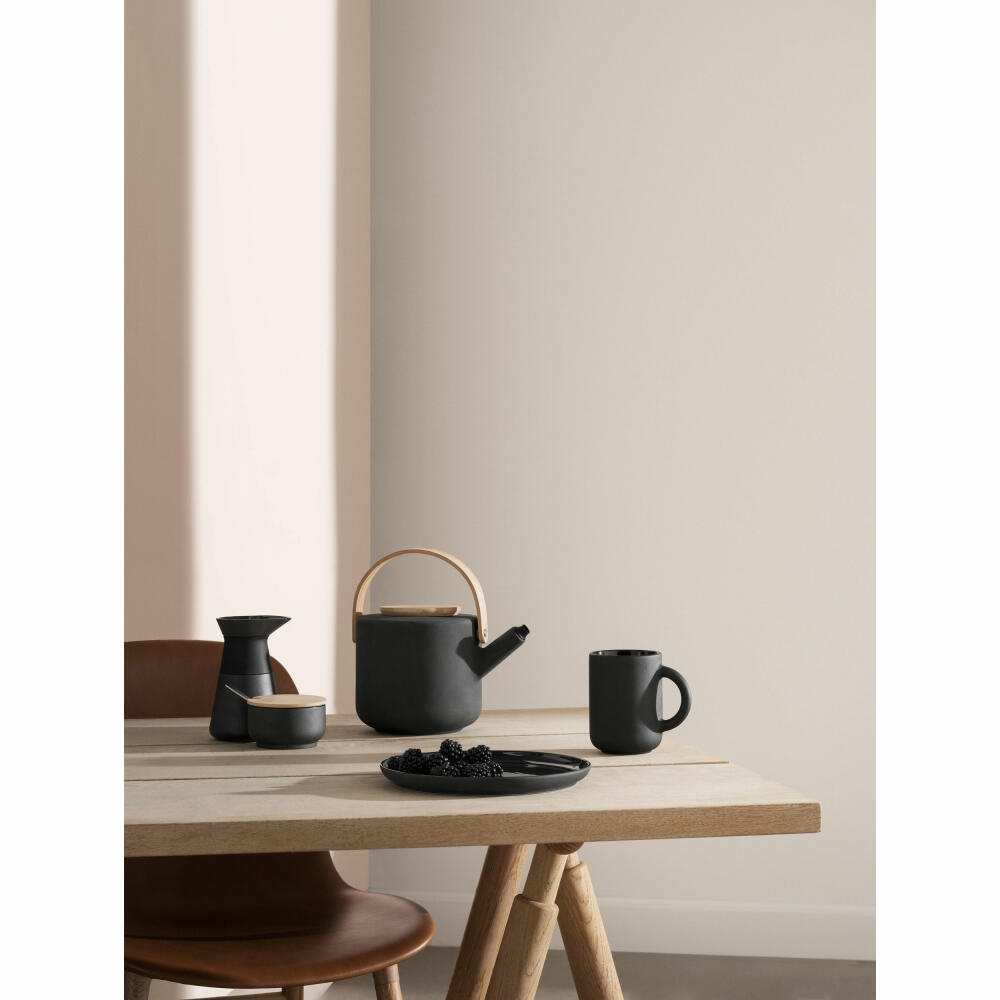 Stelton Theo Becher 2er-Set, Trinkbecher, Kaffeetasse, Steingut, Schwarz, 350 ml, x-639