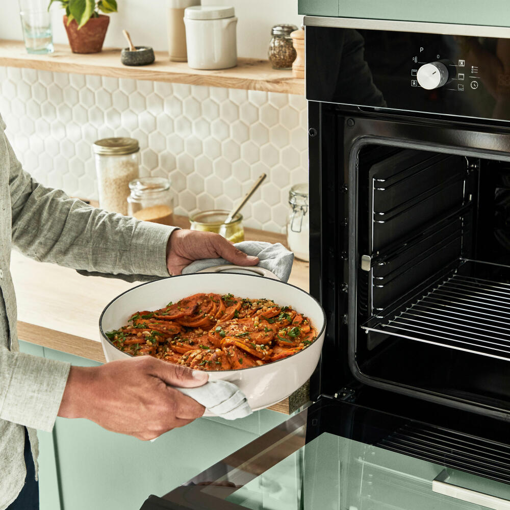 Tefal Lov Servierpfanne, Schmorpfanne, Sauteuse, Induktionsgeeignet, Gusseisen, Beige, Ø 28 cm, E25972