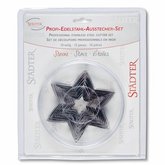 Städter Profi-Ausstecher Sterne, 10-tlg., Ausstechform, Plätzchenform, Keks, Plätzchen, Edelstahl, 008076