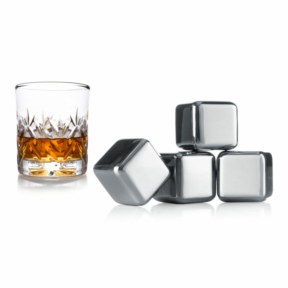 Vacu Vin Whisky Kühlsteine 4er Set, Edelstahl-Eiswürfel, Kühlwürfel, Edelstahl, Silber, 18603606