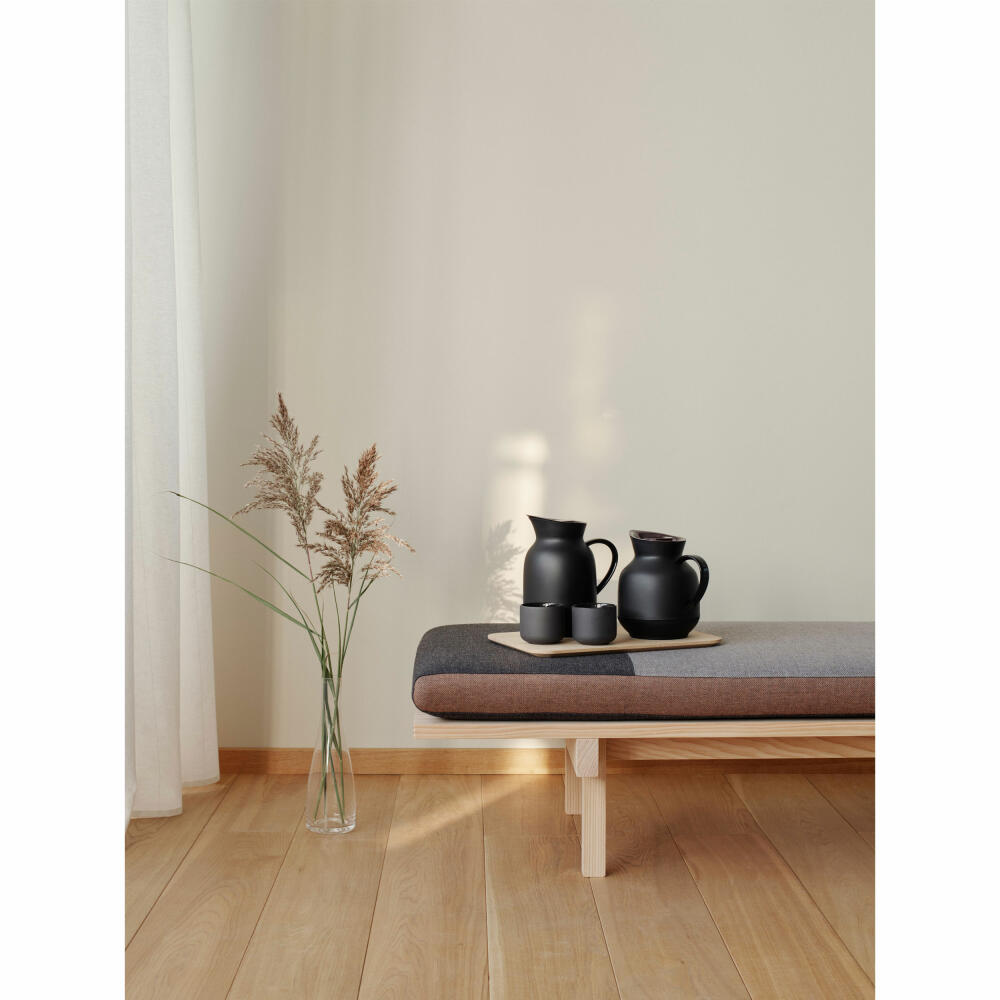 Stelton Isolierkanne Amphora für Tee, Teekanne mit Glaseinsatz, Thermokanne, Kunststoff, Soft Black, 1 Liter, 222-1