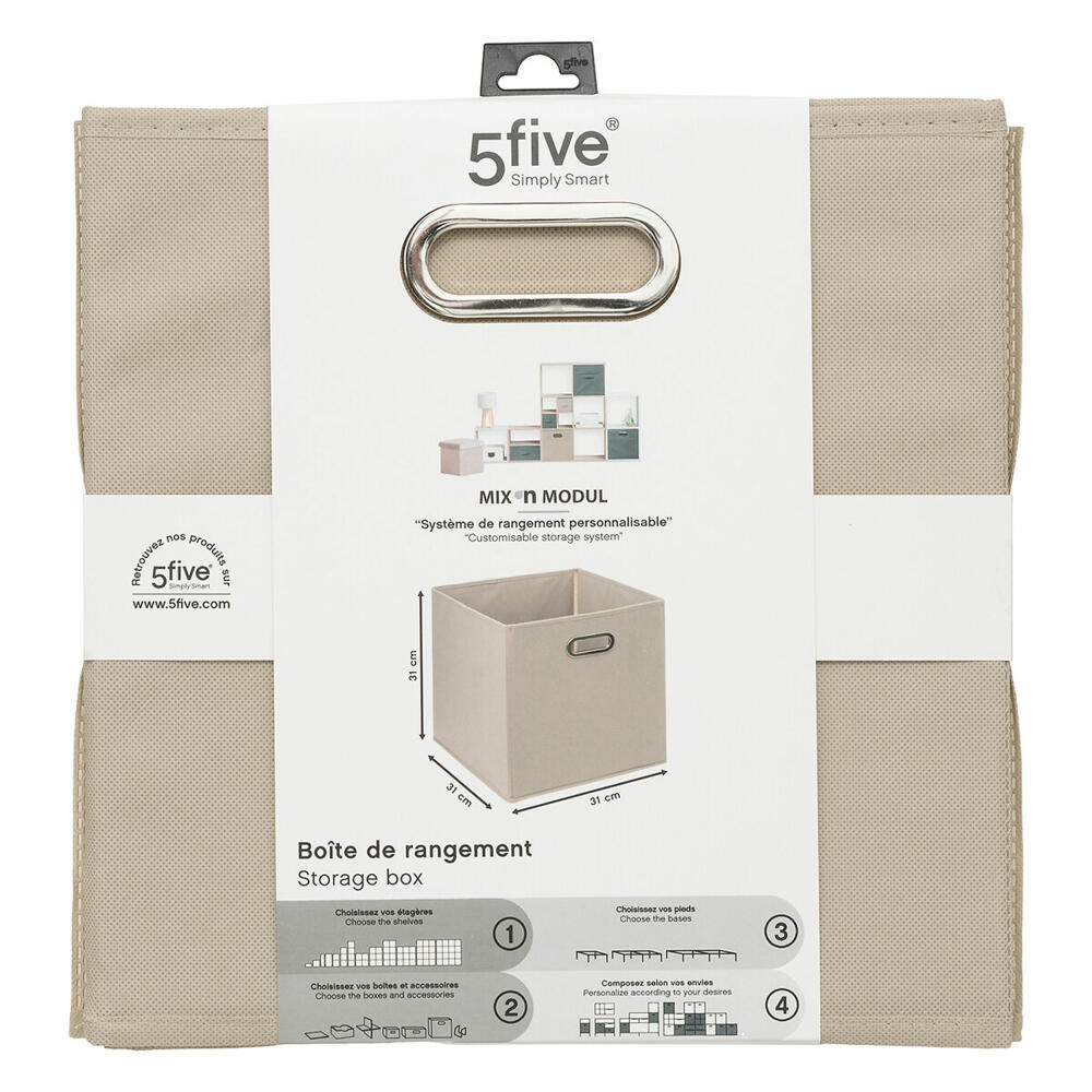 5five Simply Smart storage basket Mix N module linen look, cardboard, PP plastic, beige, 31 x 31 cm, 138885O