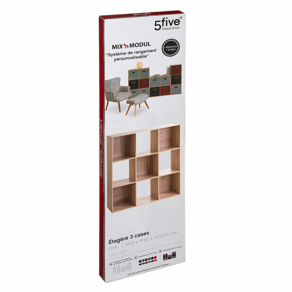 5five Simply Smart Regal Mix N Modul 3x3 Eiche-Optik, Holzspahn, MDF, Beige, 100.5 x 100.5 cm, 138971