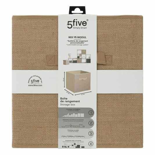 5five Simply Smart Aufbewahrungskorb Mix N Modul Jute, Pappe, Jutefaser, Kunststoff, Beige, 31 x 31 cm, 160386
