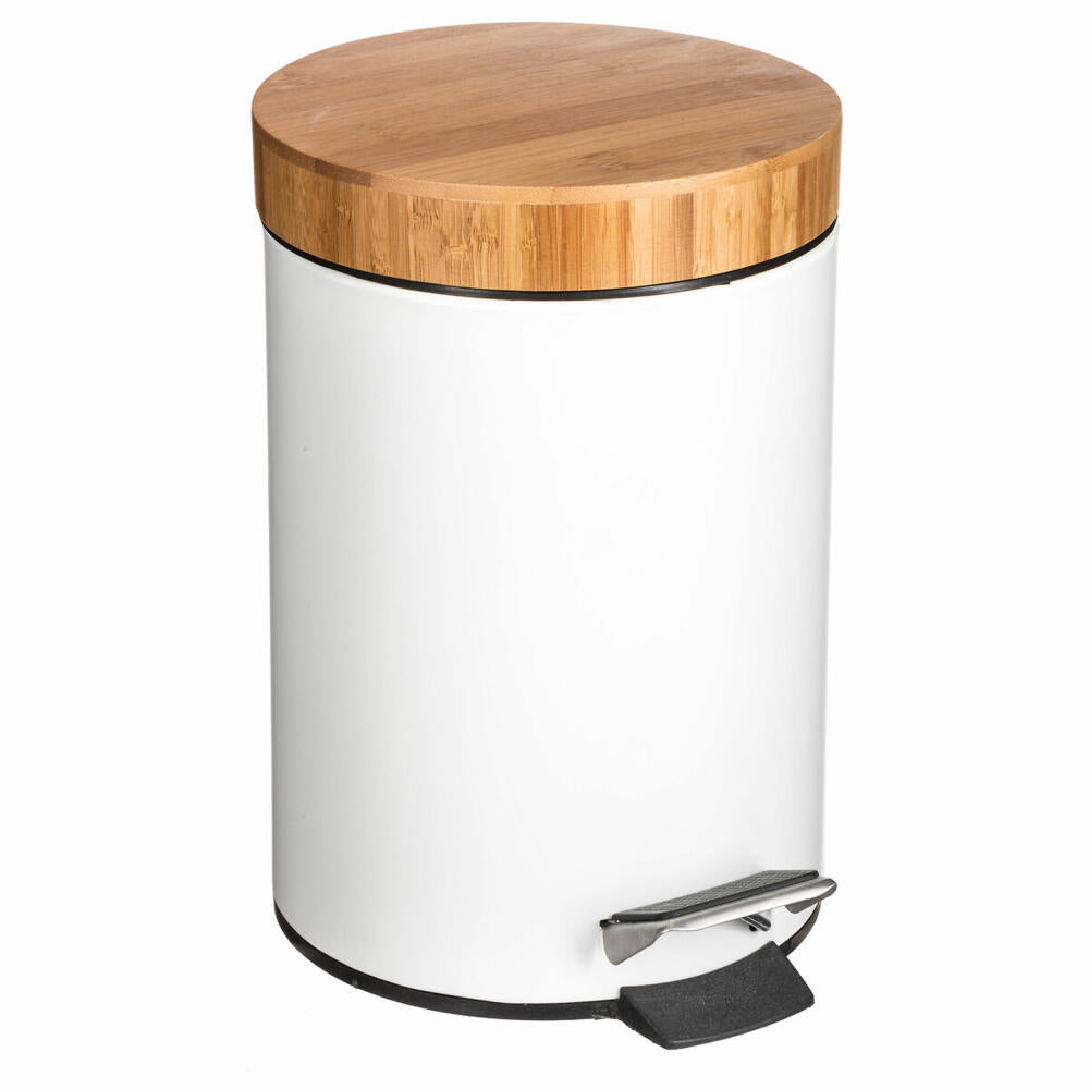 5five Simply Smart Waste Bin Natureo, Cosmetic Bin, Metal, Bamboo, Plastic, White, 3 Liters, 140801