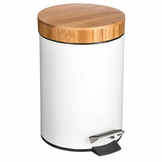 5five Simply Smart Waste Bin Natureo, Cosmetic Bin, Metal, Bamboo, Plastic, White, 3 Liters, 140801