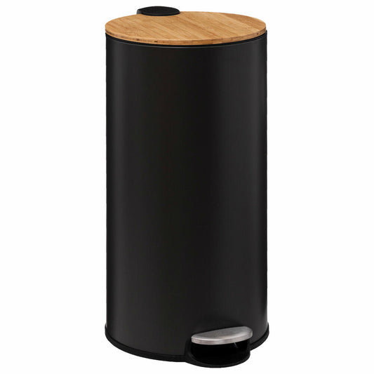 5five Simply Smart Waste Bin Modern Color, Steel, Bamboo, Plastic, Black, 30 Liters, 164646A