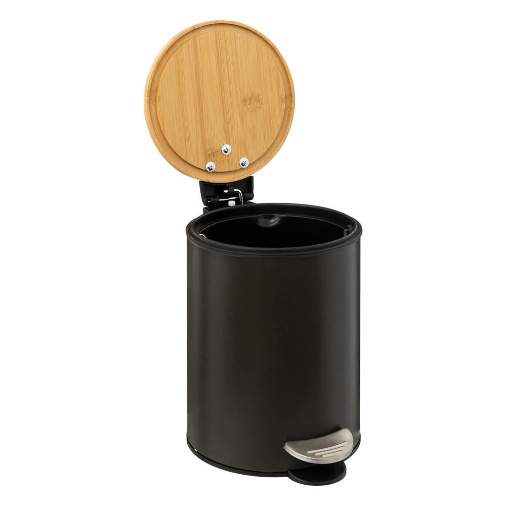 5five Simply Smart Waste Bin Modern Color Soft Close, Cosmetic Bin, Metal, Bamboo, Carbon Grey, 3 Liters, 174572F