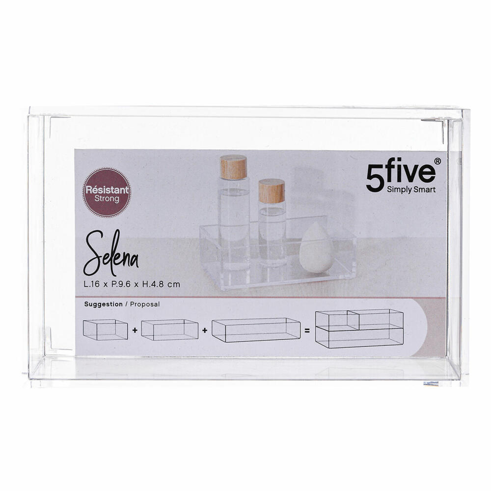 5five Simply Smart Jewelry and Cosmetic Organizer Selena, Plastic, Transparent, 16 x 9.6 cm, 155901