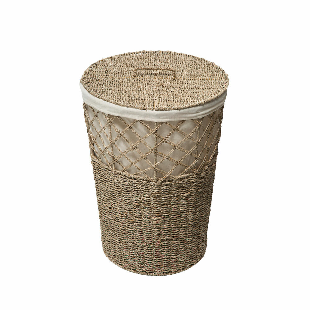 5five Simply Smart Laundry Basket Reed Vannerie, Laundry Bin, Reed, Iron, Cotton, Brown, 15 Liters, 174638