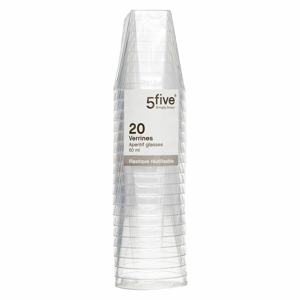 5five Simply Smart Wiederverwendbare Plastikbecher 20er Set, Kunststoff, Transparent, 60 ml, 118889