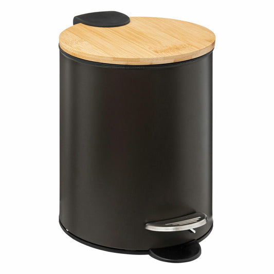 5five Simply Smart Waste Bin Modern Color Soft Close, Cosmetic Bin, Metal, Bamboo, Carbon Grey, 3 Liters, 174572F