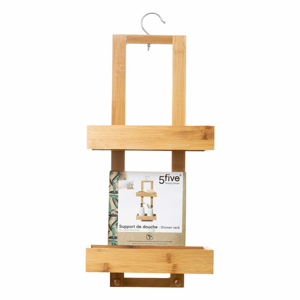 5five Simply Smart hanging shower shelf with 2 levels, bamboo, stainless steel, brown, 60 cm, 155986