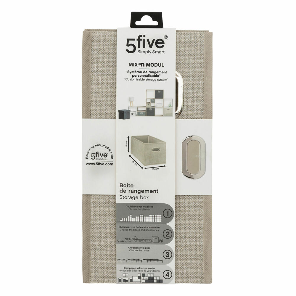 5five Simply Smart storage basket Mix N module, cardboard, PP plastic, mottled beige, 15 x 31 cm, 160384G