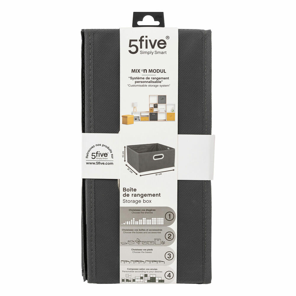 5five Simply Smart Storage Basket Mix N Module, Cardboard, PP Plastic, Anthracite Grey, 31 x 15 cm, 138886A