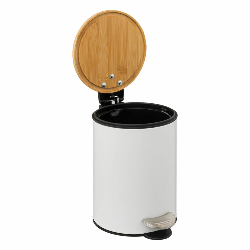 5five Simply Smart Waste Bin Modern Color Soft Close, Cosmetic Bin, Metal, Bamboo, Plastic, White, 3 Liters, 174572G