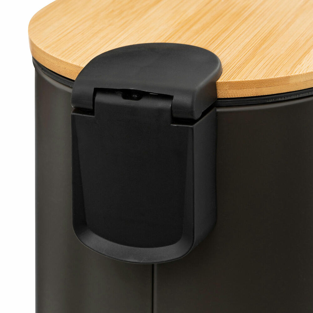 5five Simply Smart Waste Bin Modern Color Soft Close, Cosmetic Bin, Metal, Bamboo, Carbon Grey, 3 Liters, 174572F