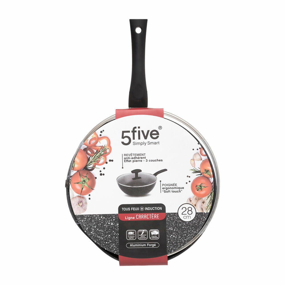 5five Simply Smart Sauteuse Caractere mit Deckel, Sautierpfanne, Aluminium, Kunststoff, Glas, Schwarz, 28 cm, 111011