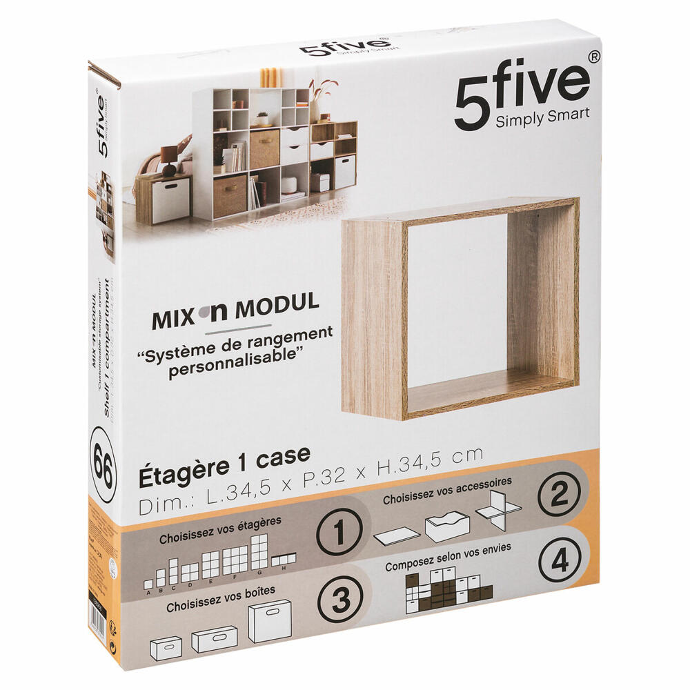 5five Simply Smart Regalfach Mix N Modul Naturholz-Optik 1x1, Holzspahn, Beige, 34.5 x 34.5 cm, 138966