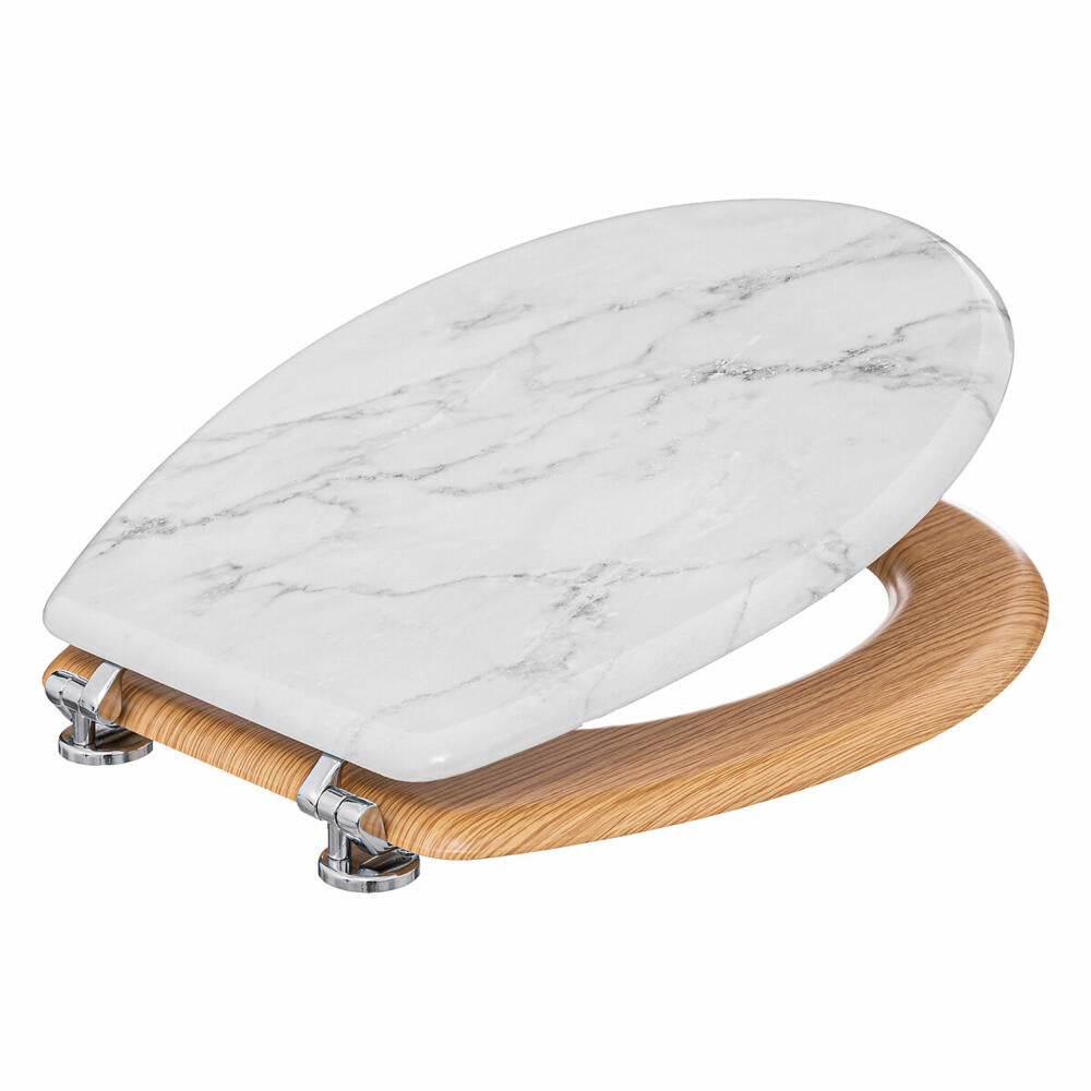 5five Simply Smart WC seat Lea in marble look, toilet seat, HDF, plastic, white marble look, 174791