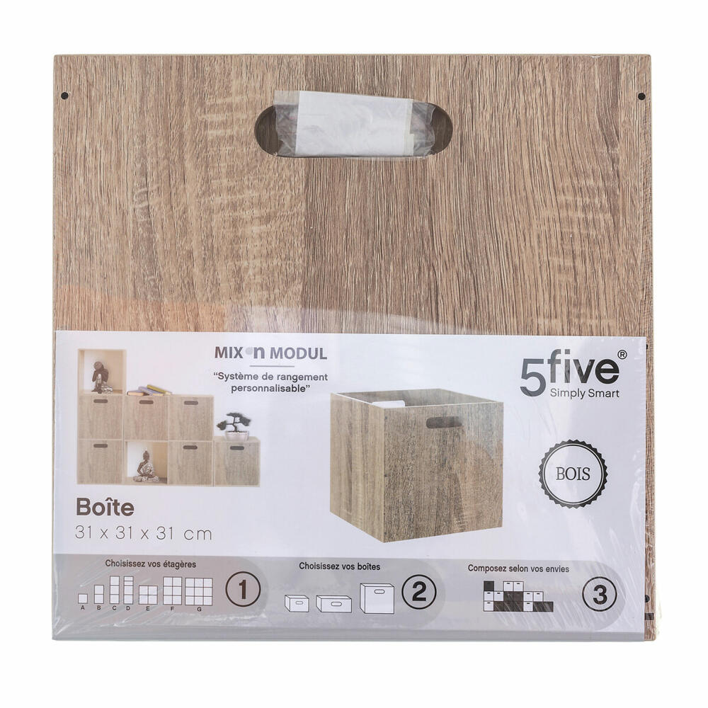 5five Simply Smart Storage Basket Mix N Module Oak Look, MDF, Brown, 31 x 31 cm, 160403D