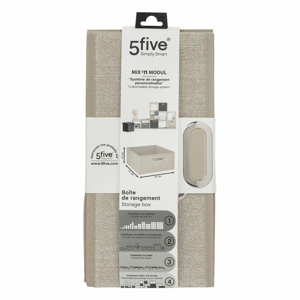 5five Simply Smart Storage Basket Mix N Module, Cardboard, PP Plastic, Mottled Beige, 31 x 15 cm, 138886G