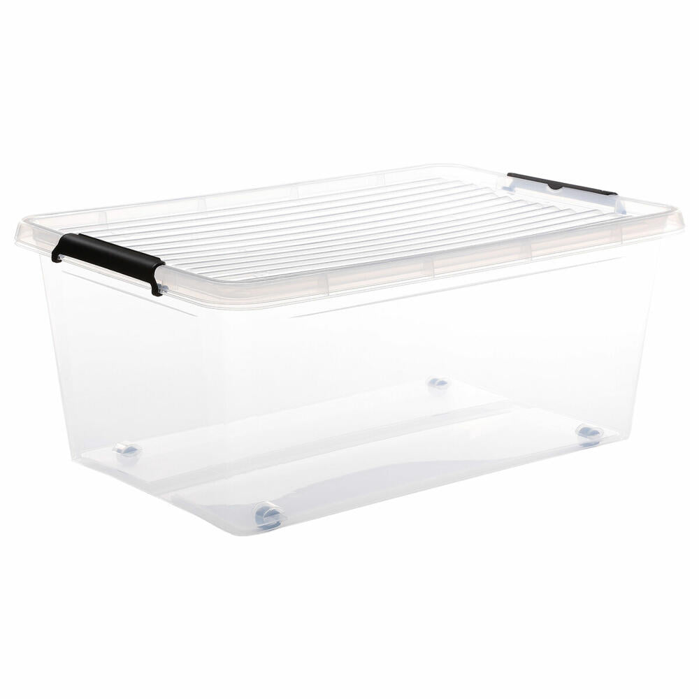 5five Simply Smart Aufbewahrungsbox Clip N Box, Kiste, mit Rollen, PP-Kunststoff, Transparent, 40 Liter, 138843