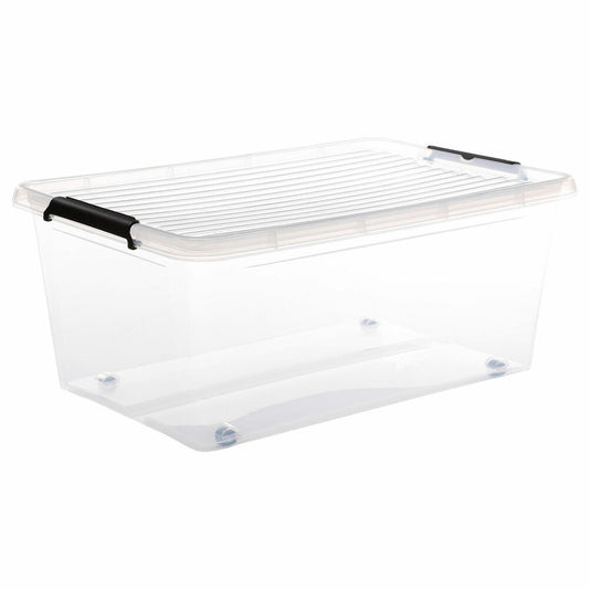 5five Simply Smart Storage Box Clip N Box, Box, with Wheels, PP Plastic, Transparent, 40 Liters, 138843