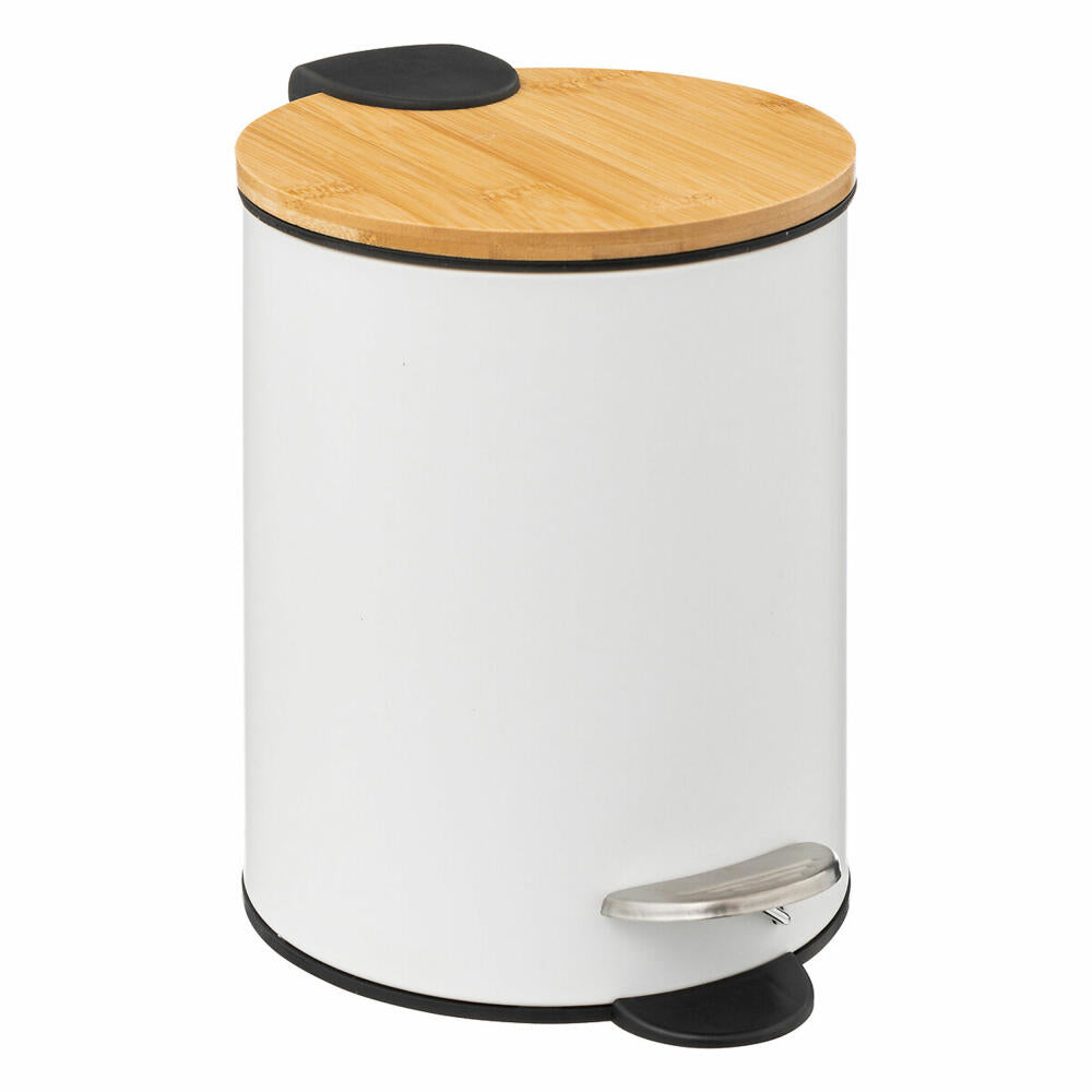 5five Simply Smart Waste Bin Modern Color Soft Close, Cosmetic Bin, Metal, Bamboo, Plastic, White, 3 Liters, 174572G