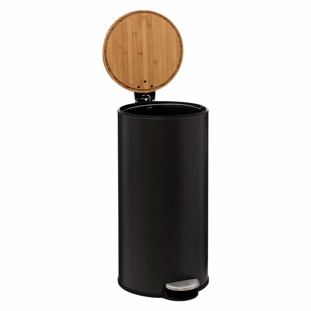 5five Simply Smart Waste Bin Modern Color, Steel, Bamboo, Plastic, Black, 30 Liters, 164646A