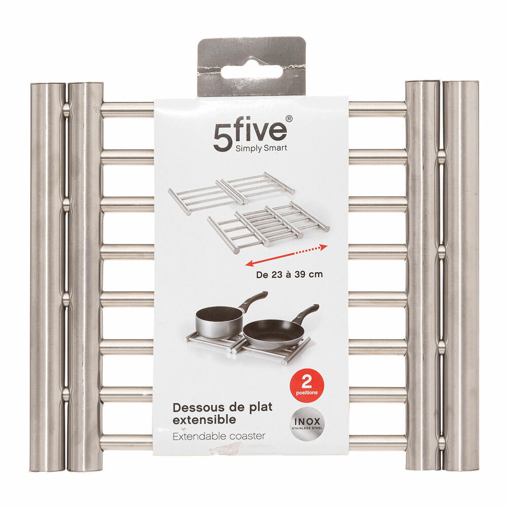 5five Simply Smart fold-out trivet, base, stainless steel, PP plastic, silver, 23-39 cm, 115178